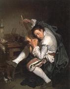 Jean Baptiste Greuze the guitar player painting